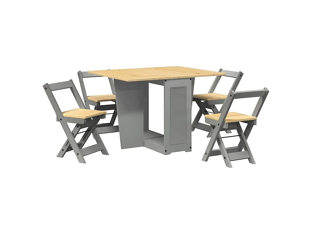 Ensemble à manger papillon 5 pcs Corona pliable gris bois pin