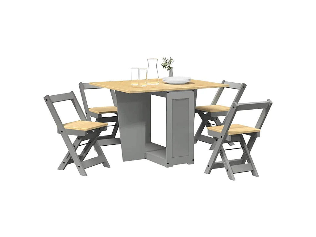 Ensemble à manger papillon 5 pcs Corona pliable gris bois pin