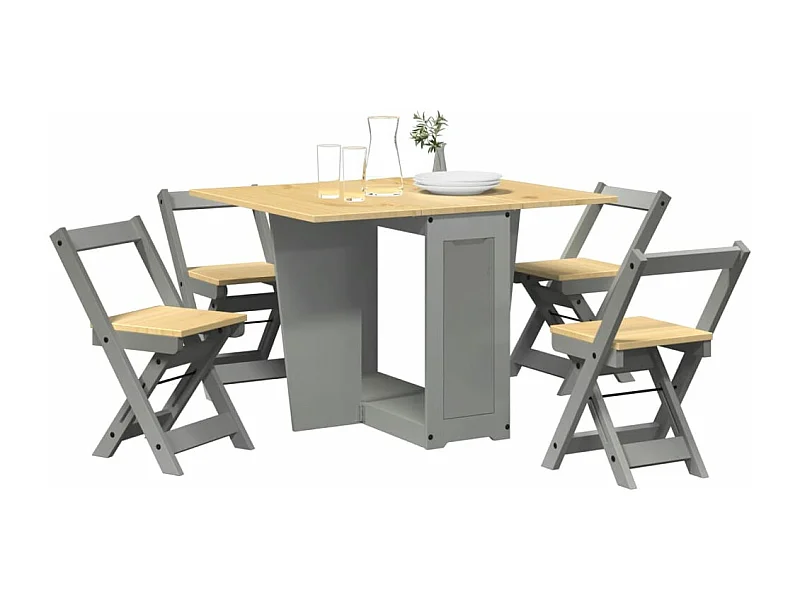 Set comedor plegable mariposa 5 pzas Corona madera pino gris