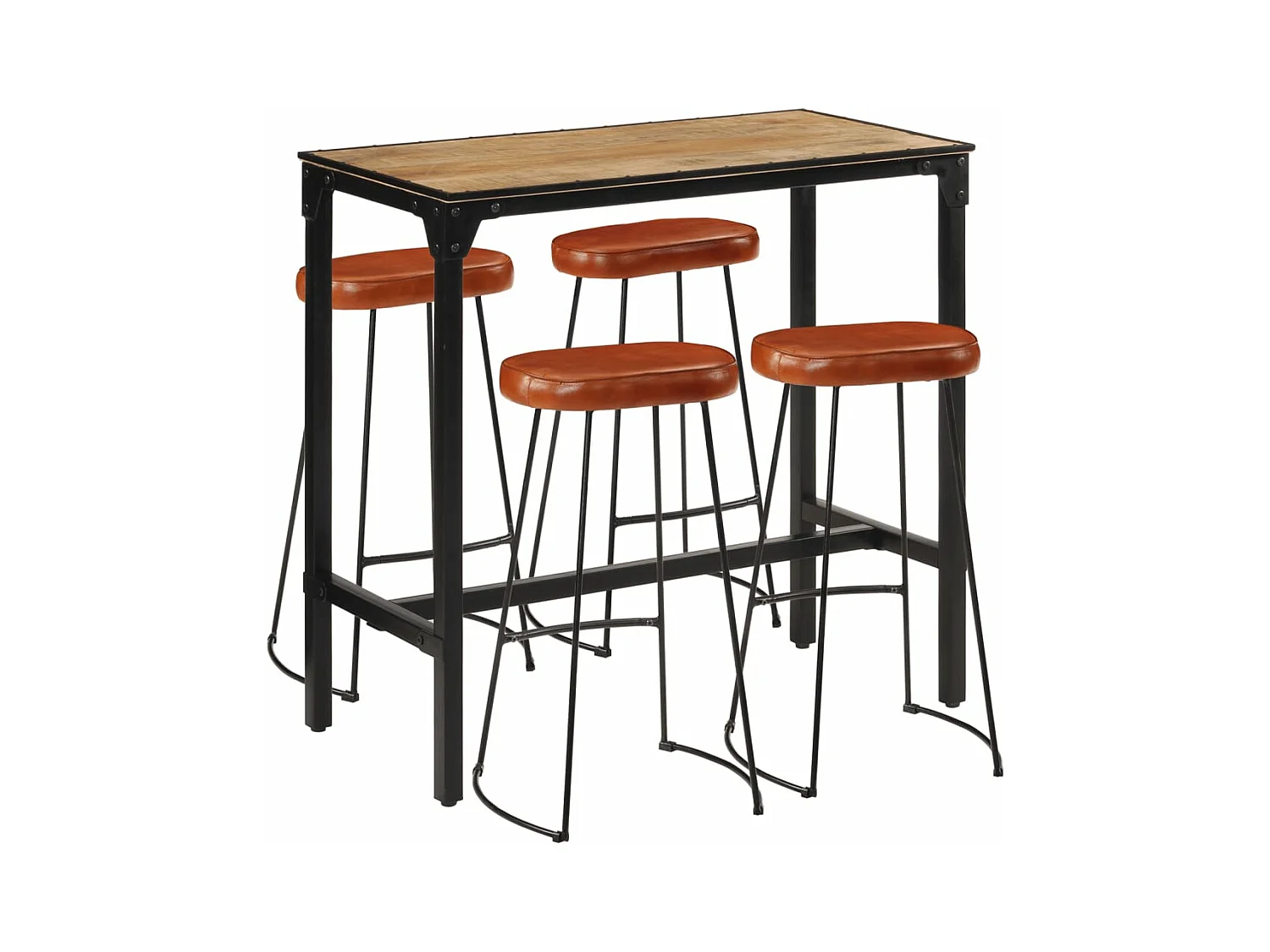 5-tlg. Bar-Set Raues Mangoholz und Metall