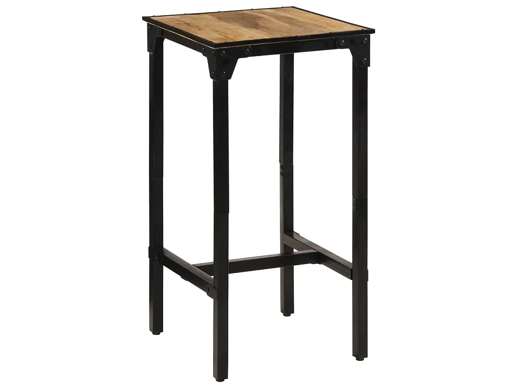 Ensemble de bar 3 pcs bois de manguier brut massif et métal