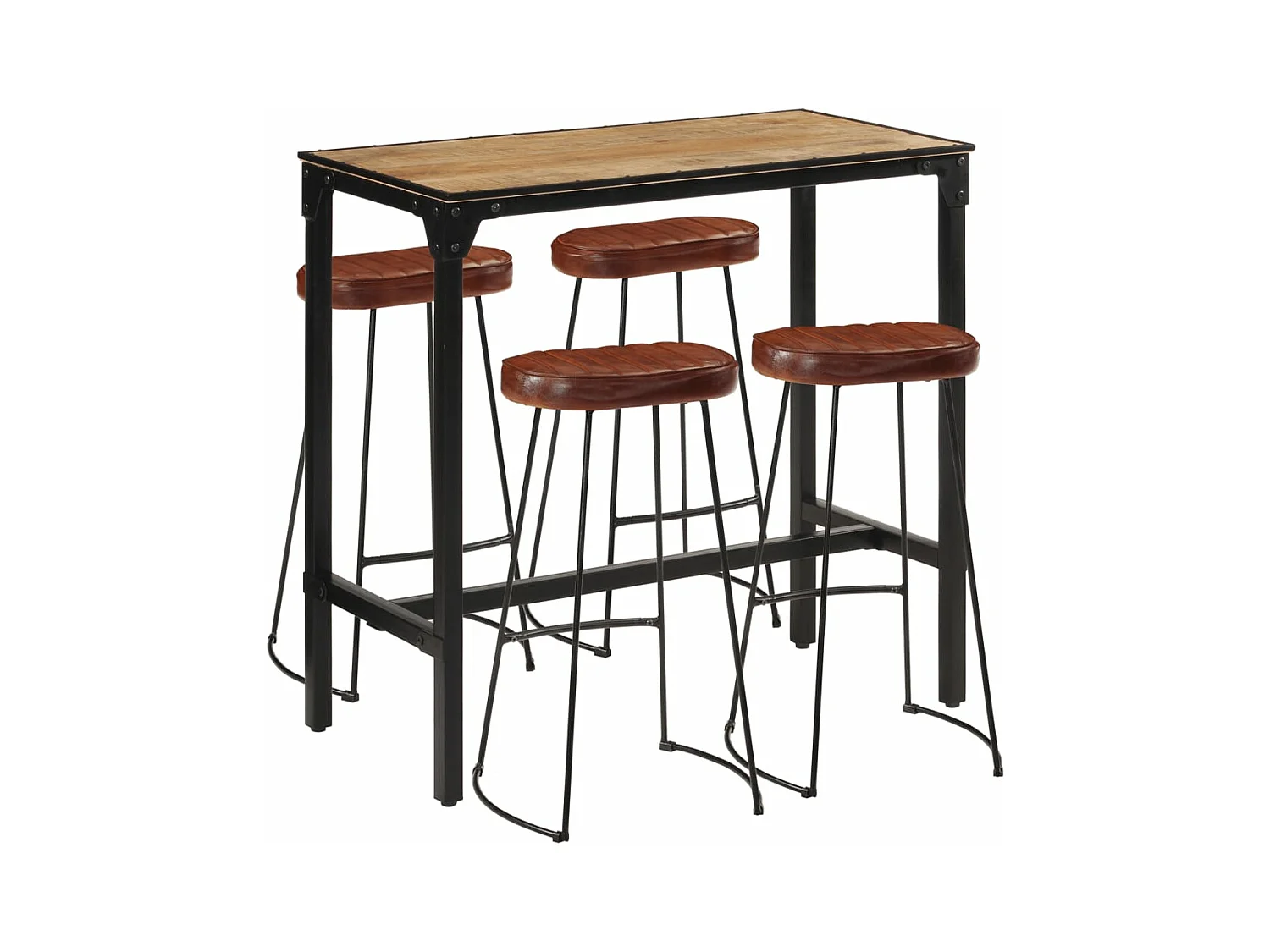 5-tlg. Bar-Set Raues Mangoholz und Metall