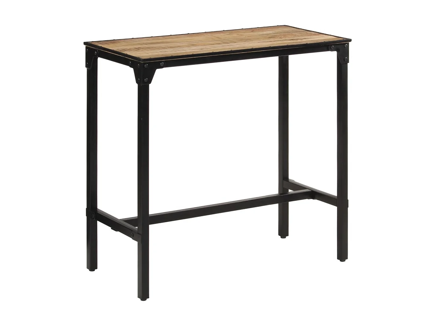 5 pcs conj. de bar madeira de mangueira áspera maciça e metal