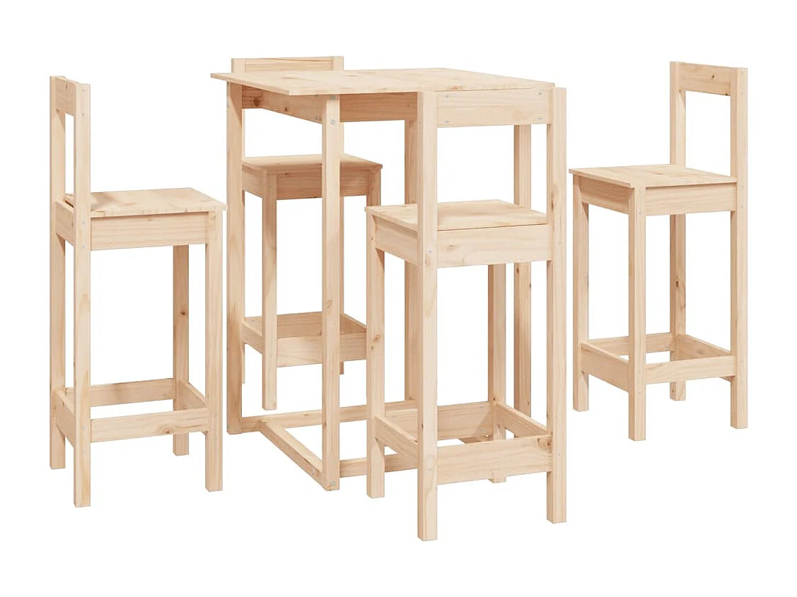 Ensemble de bar 5 pcs Bois de pin massif