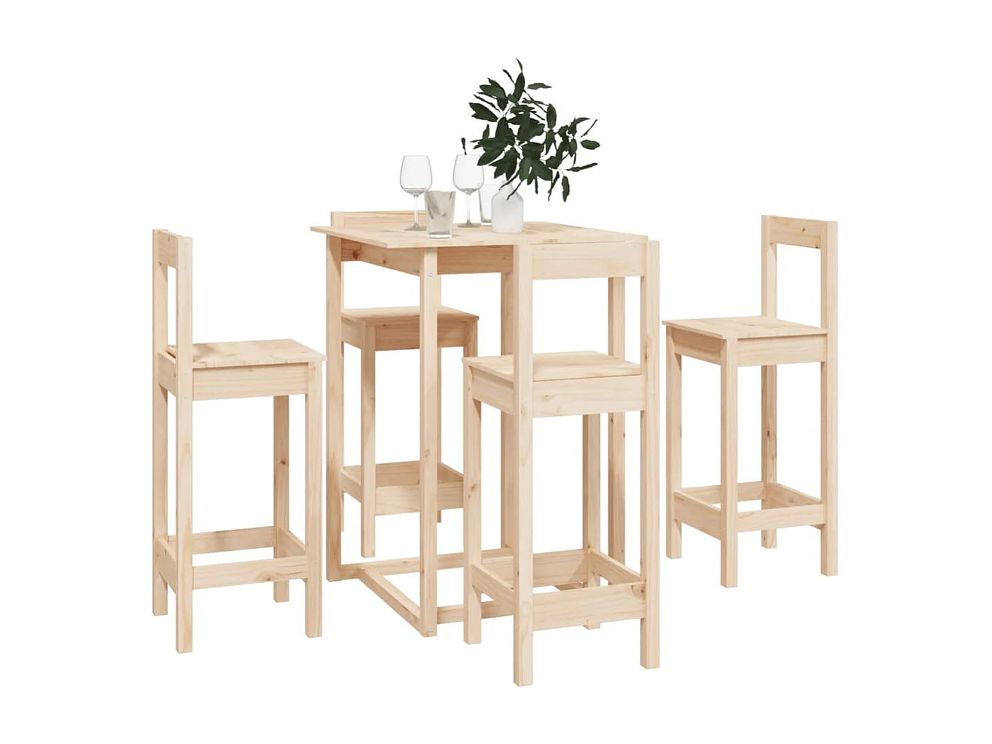 Ensemble de bar 5 pcs Bois de pin massif