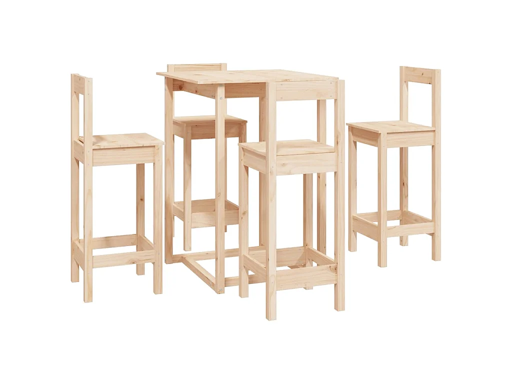 Ensemble de bar 5 pcs Bois de pin massif