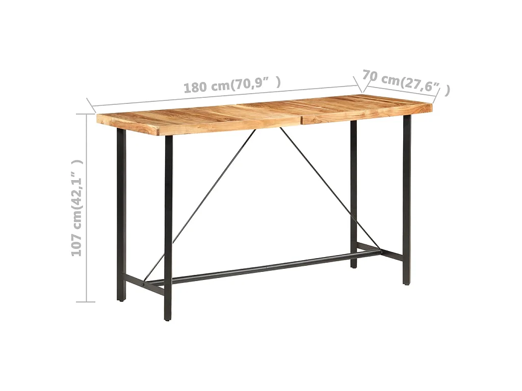 Ensemble de bar 9 pcs Bois d'acacia et de récupération massif