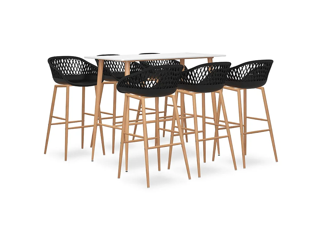 7 pcs conjunto de bar branco e preto