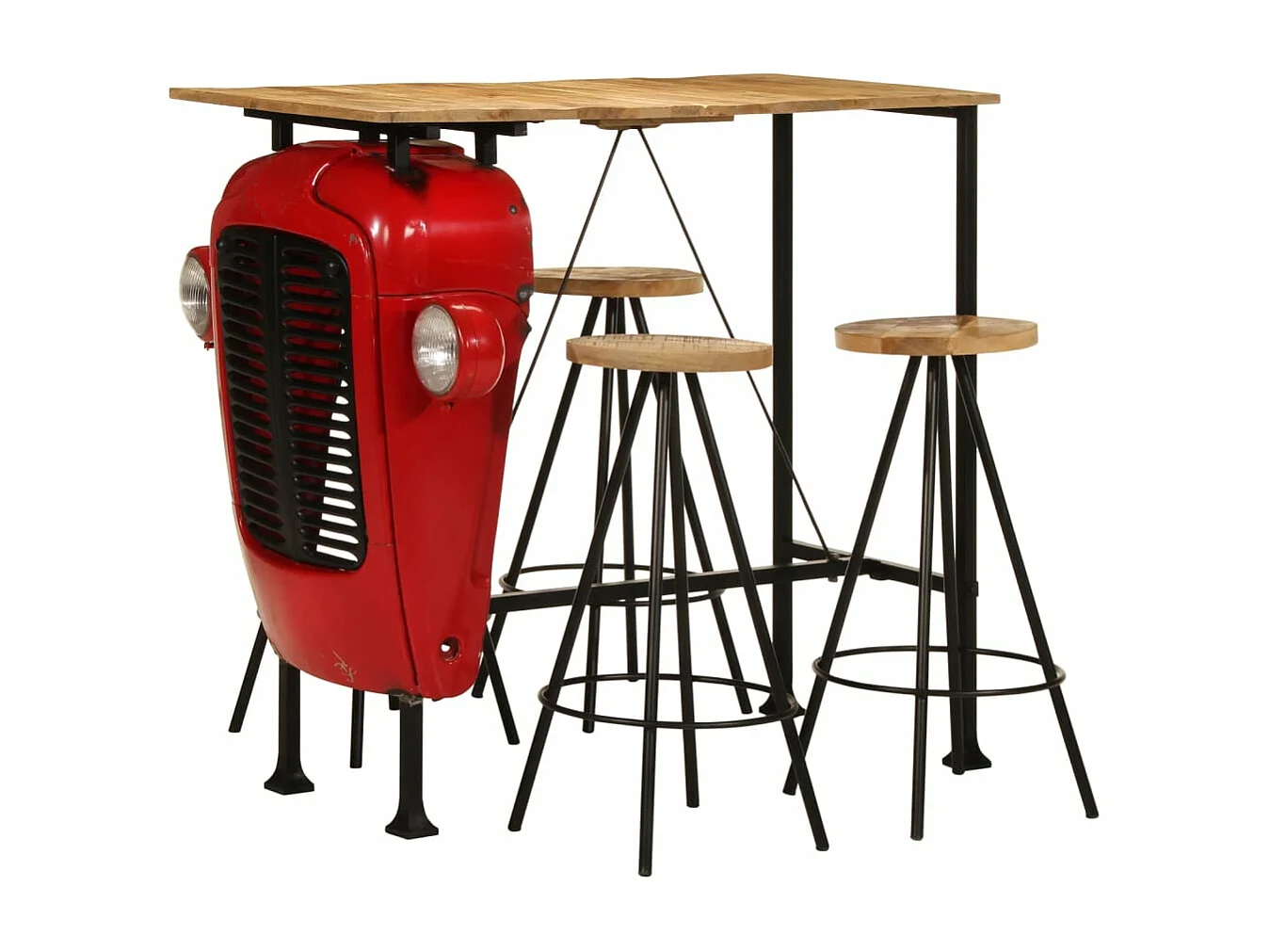 5 pcs conjunto de bar madeira de mangueira maciça