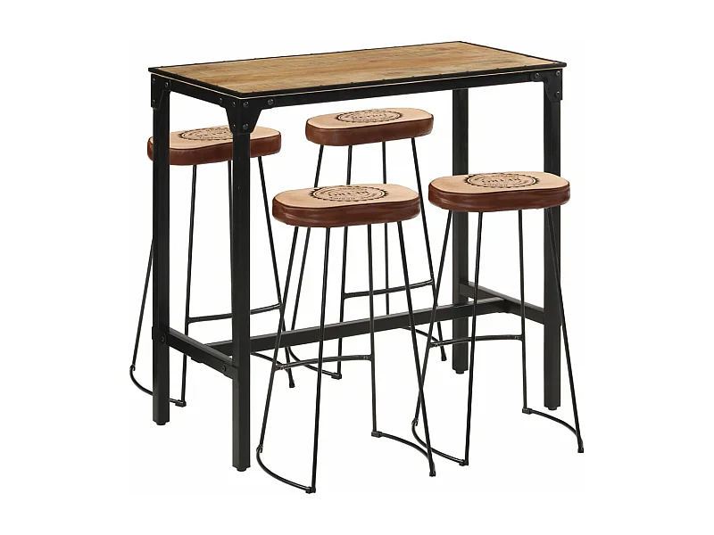 Set Bar 5pz Legno Massello Mango Grezzo e Metallo