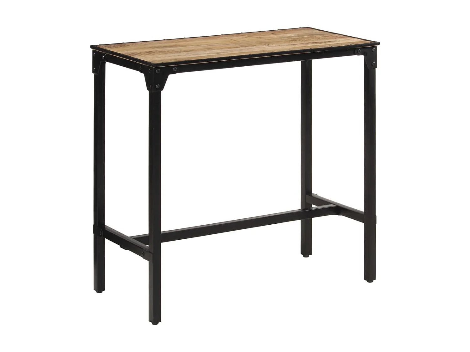 5 pcs conj. de bar madeira de mangueira áspera maciça e metal