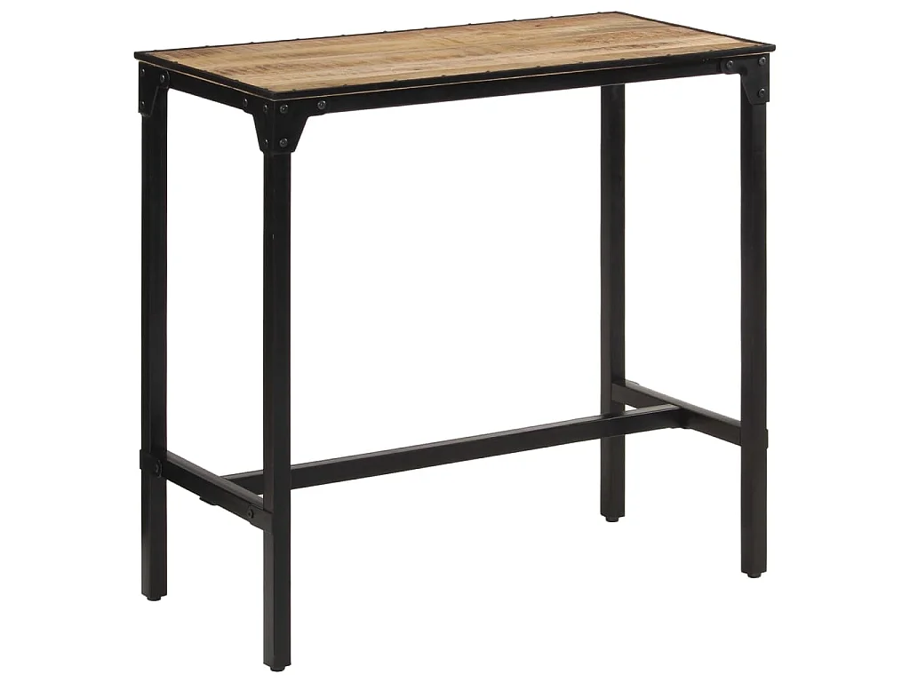 Ensemble de bar 5 pcs bois de manguier brut massif et métal