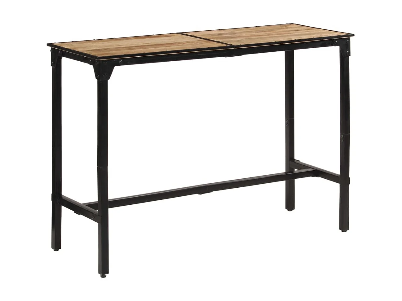 Ensemble de bar 7 pcs bois de manguier brut massif et métal