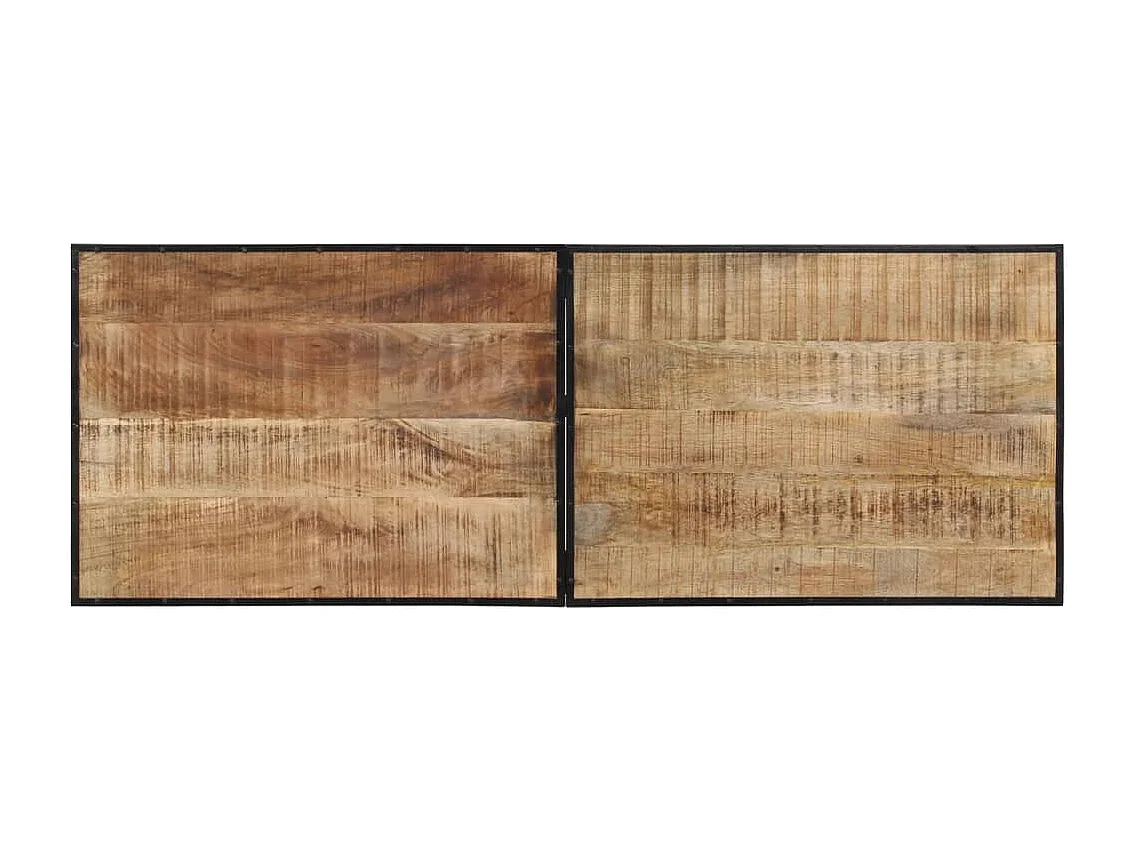 Ensemble de bar 7 pcs bois de manguier brut massif et métal