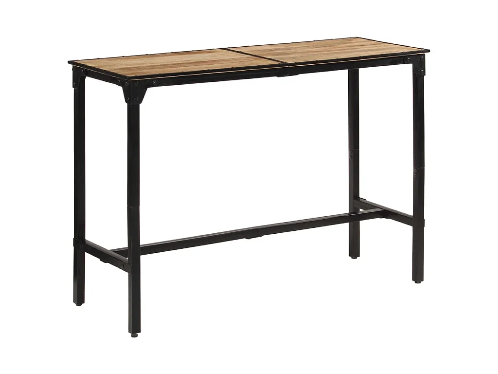 Ensemble de bar 7 pcs bois de manguier brut massif et métal