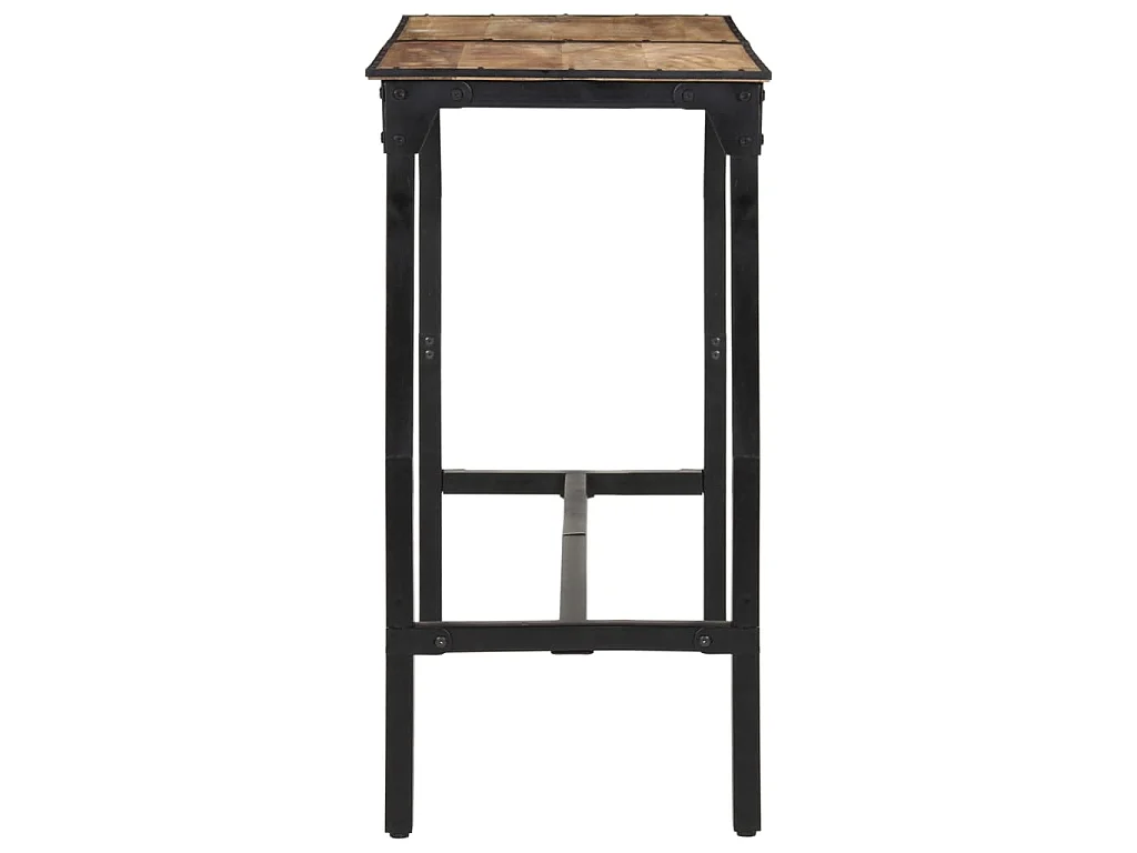 Ensemble de bar 7 pcs bois de manguier brut massif et métal