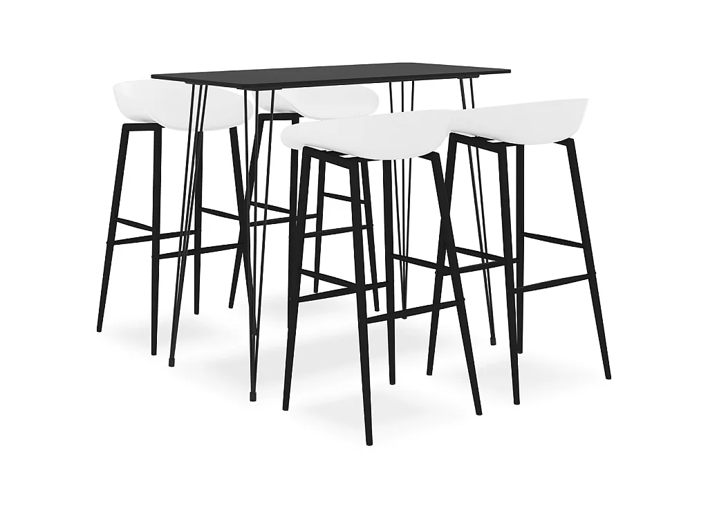 Mesa alta y taburetes de bar 5 piezas negro y blanco