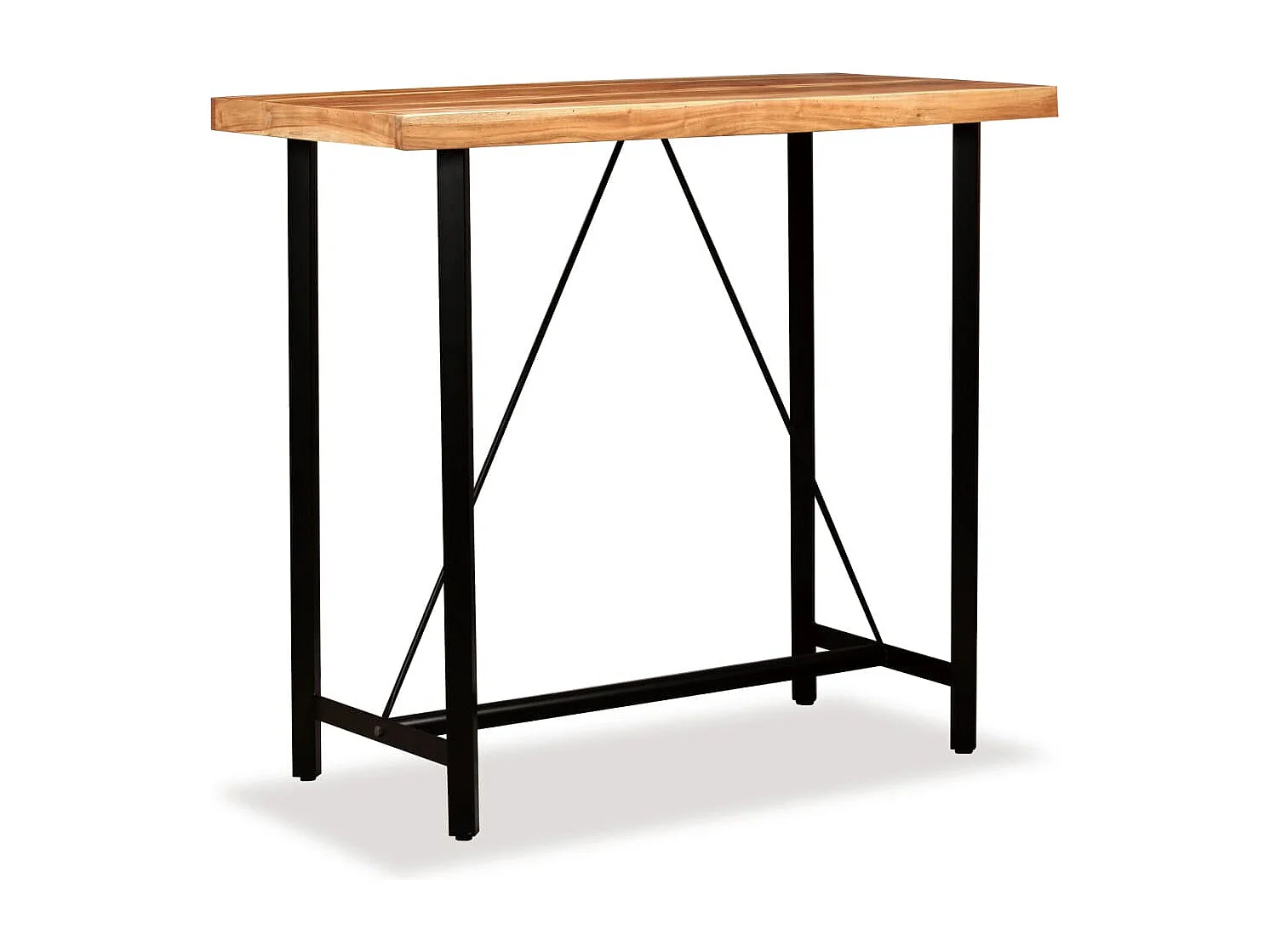 Ensemble de bar 5 pcs Bois d'acacia massif et cuir véritable