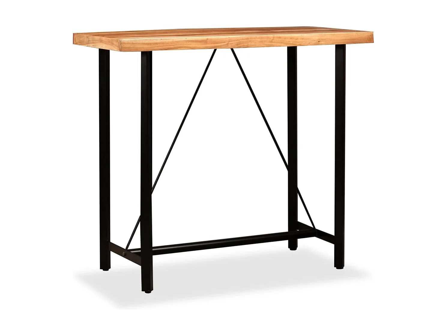 Ensemble de bar 5 pcs Bois d'acacia massif et cuir véritable
