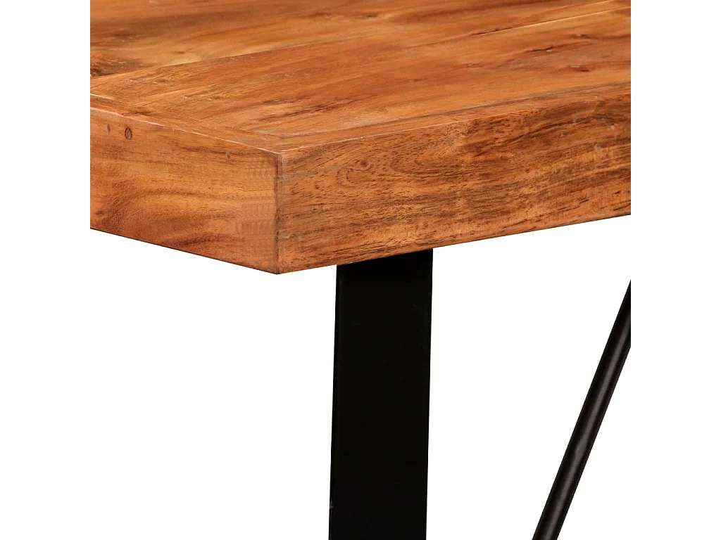 Ensemble de bar 5 pcs Bois d'acacia massif et cuir véritable