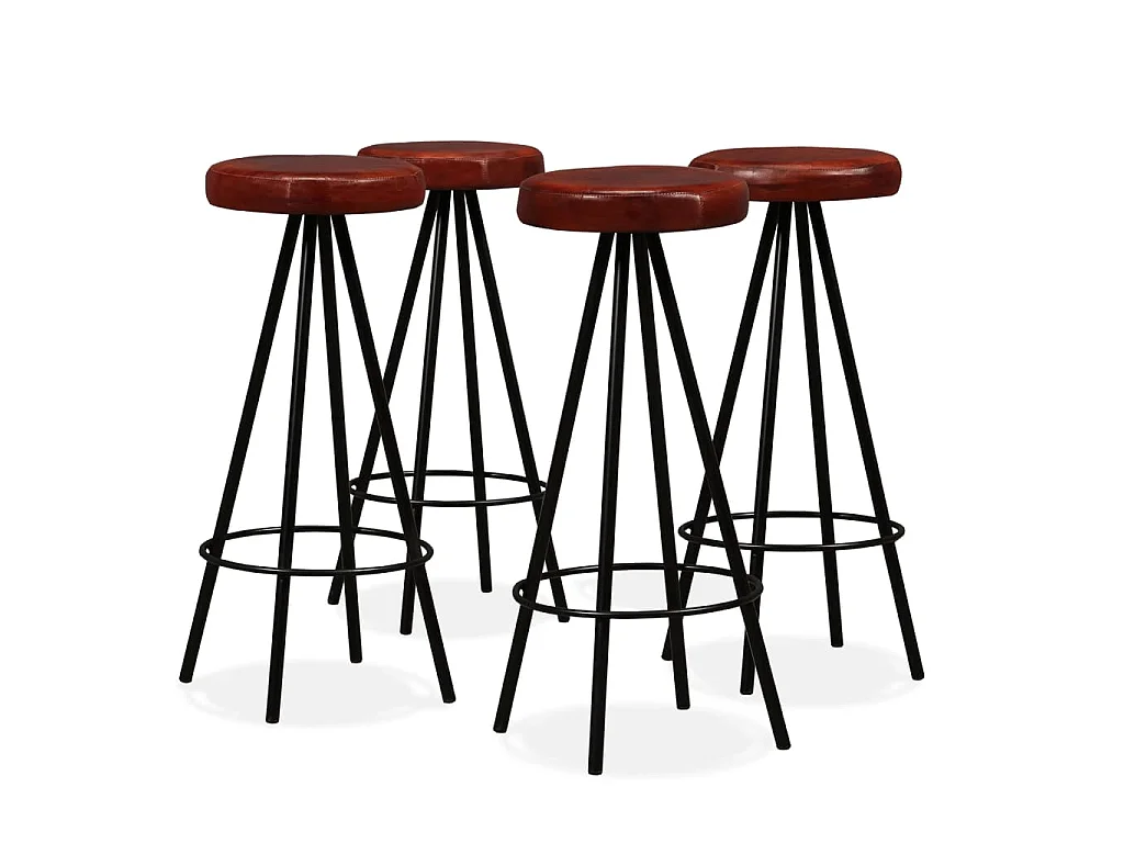 Ensemble de bar 5 pcs Bois d'acacia massif et cuir véritable