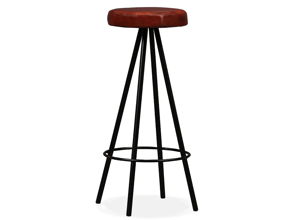 Ensemble de bar 5 pcs Bois d'acacia massif et cuir véritable