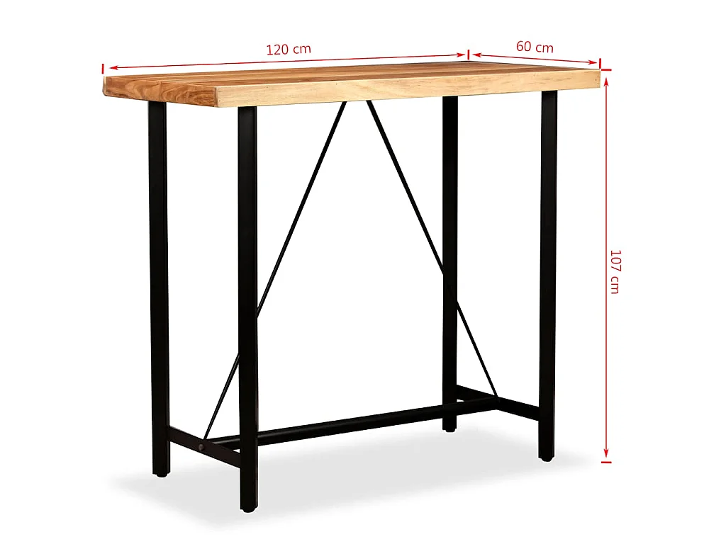Ensemble de bar 5 pcs Bois d'acacia massif et cuir véritable