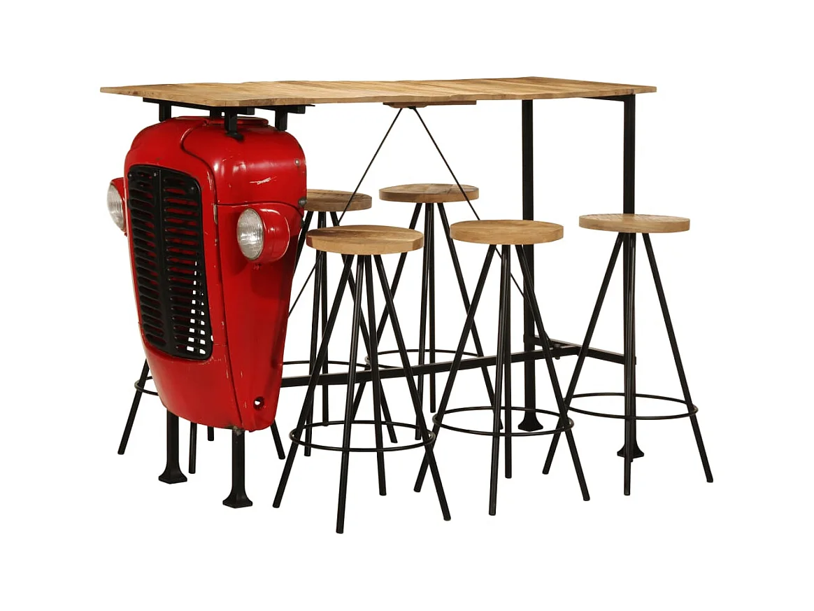 7-tlg. Bar-Set Massivholz Mango