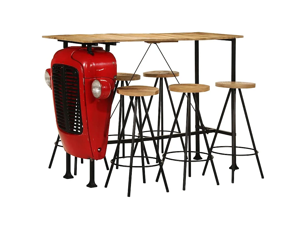 Ensemble de bar 7 pcs bois de manguier massif