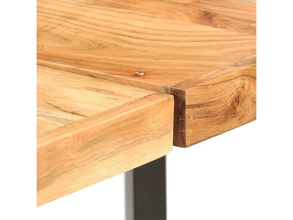 Ensemble de bar 9 pcs Bois d'acacia solide et cuir véritable