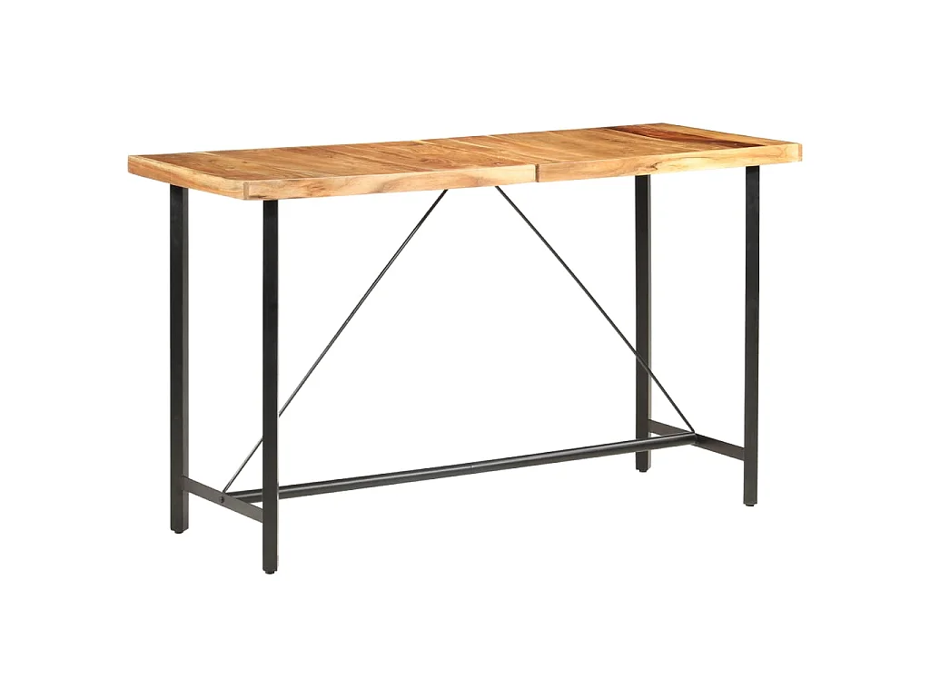 Ensemble de bar 9 pcs Bois d'acacia solide et cuir véritable
