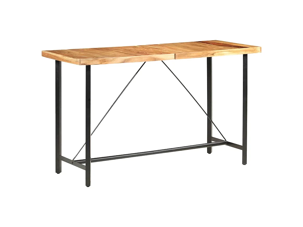 Ensemble de bar 9 pcs Bois d'acacia solide et cuir véritable