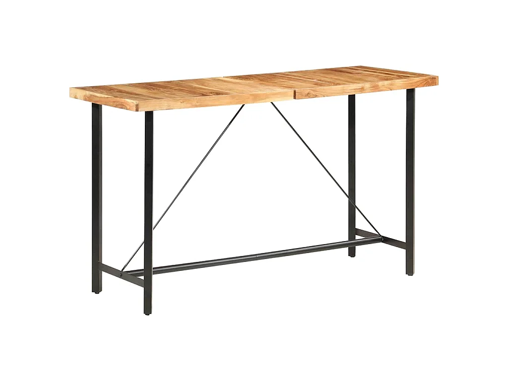 Ensemble de bar 9 pcs Bois d'acacia solide et cuir véritable