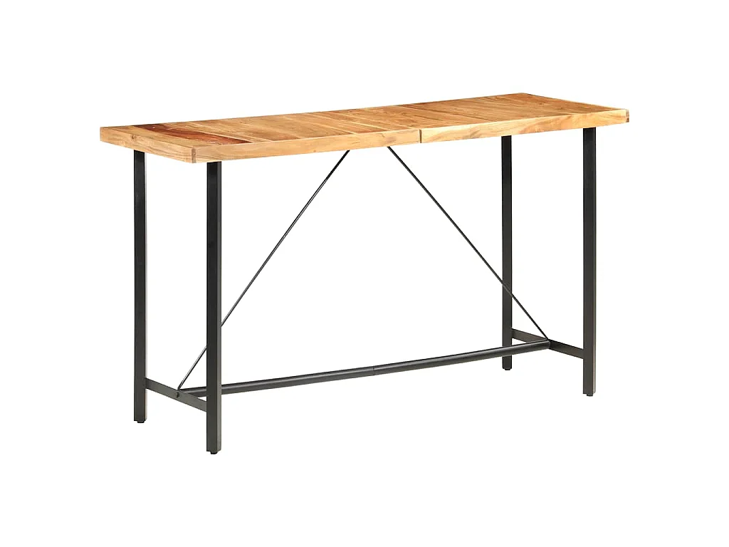 Set per Bar 9 pz in Legno Massello di Acacia e Vera Pelle