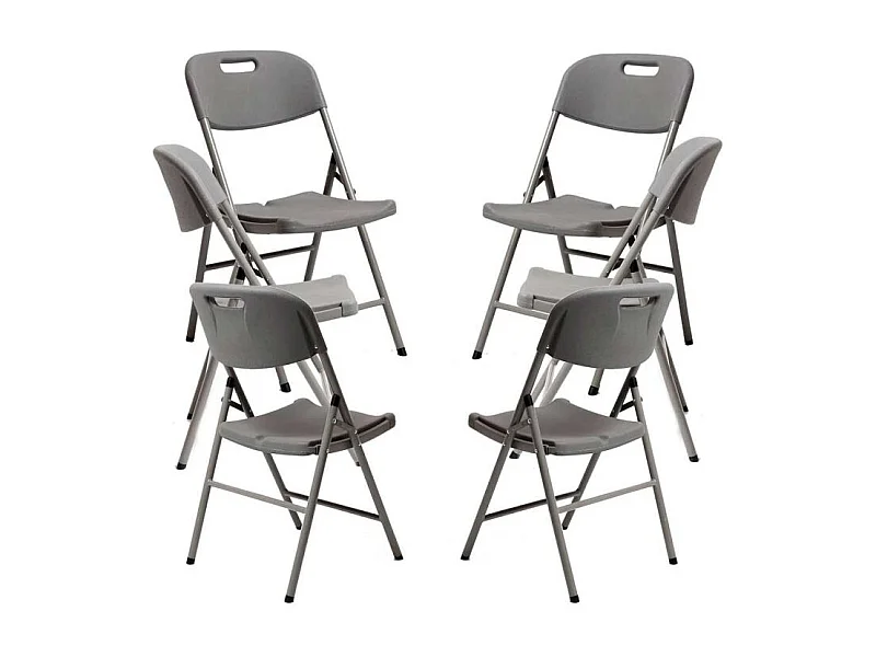 Packs Sillas Plegables - Pack 6 Sillas Plegables de jardín Resin - Gris