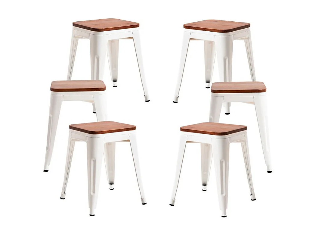 Packs Taburetes Pequeños - Pack 6 Taburetes Torix Pequeños Madera Natural - Blanco