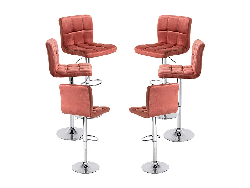 Lote de 6 Taburetes Casper Terciopelo - Rosa