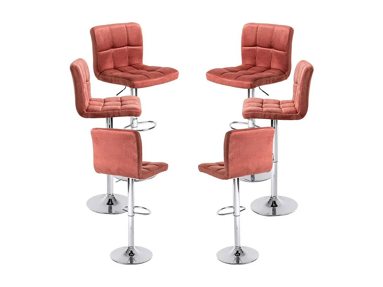 Lote de 6 Taburetes Casper Terciopelo - Rosa