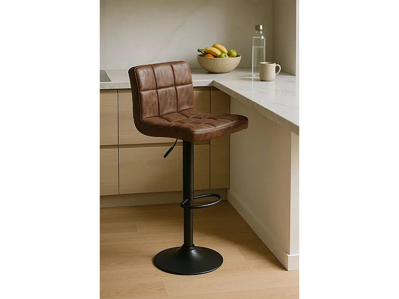 Taburetes Cocina - Taburete Casper Polipiel Marrón Vintage