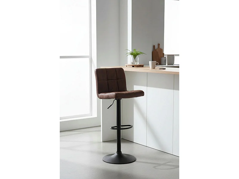 Taburetes Cocina - Taburete Casper Polipiel Marrón Vintage