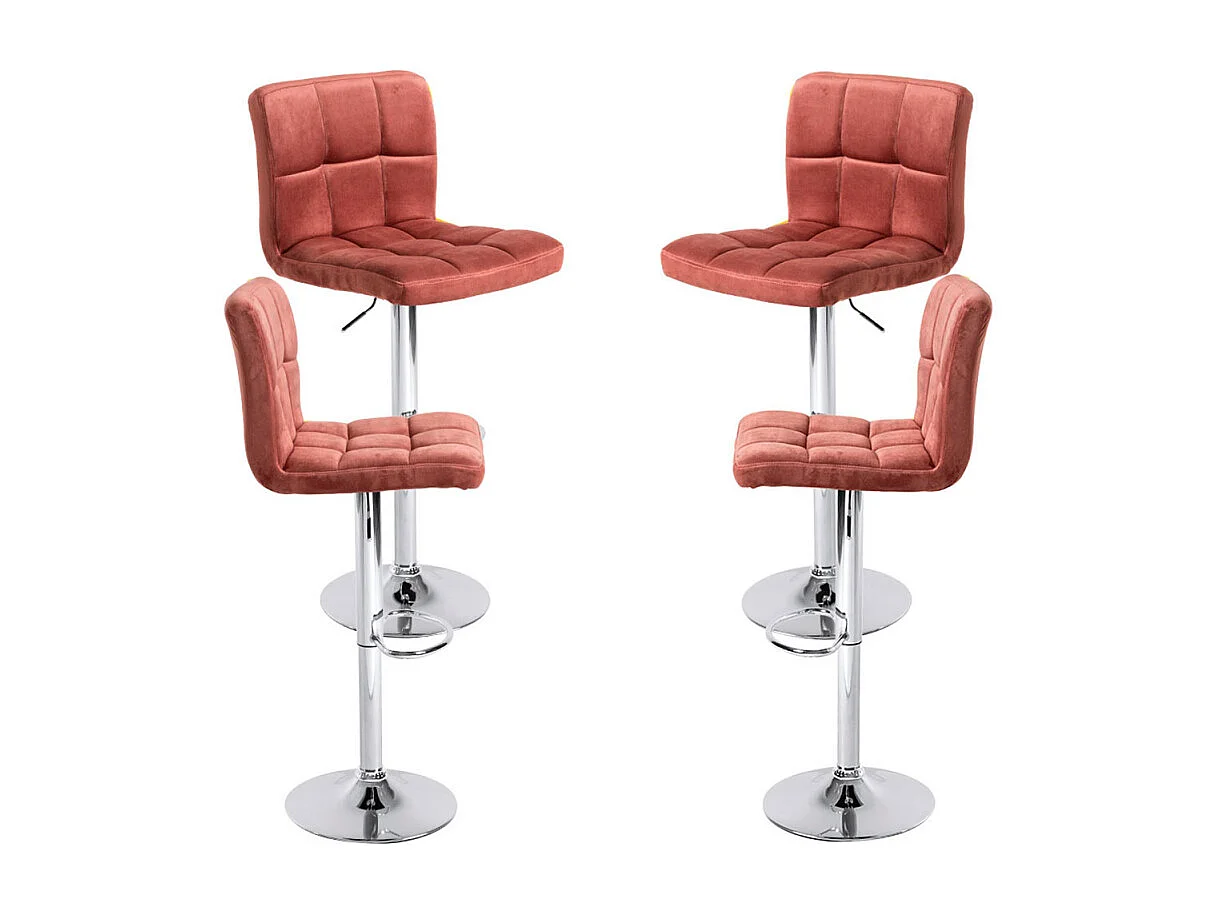 Lote de 4 Taburetes Casper Terciopelo - Rosa