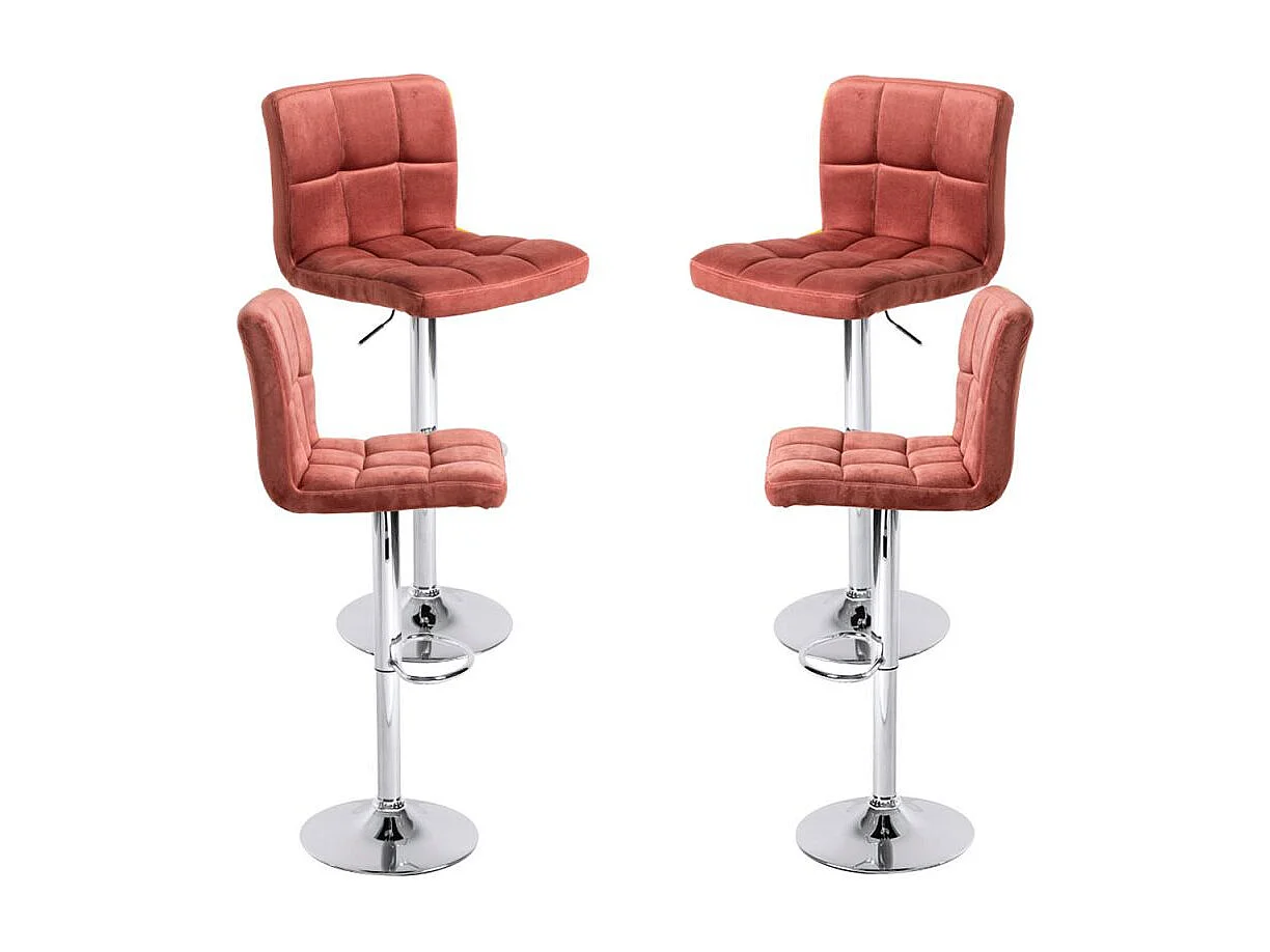 Lote de 4 Taburetes Casper Terciopelo - Rosa