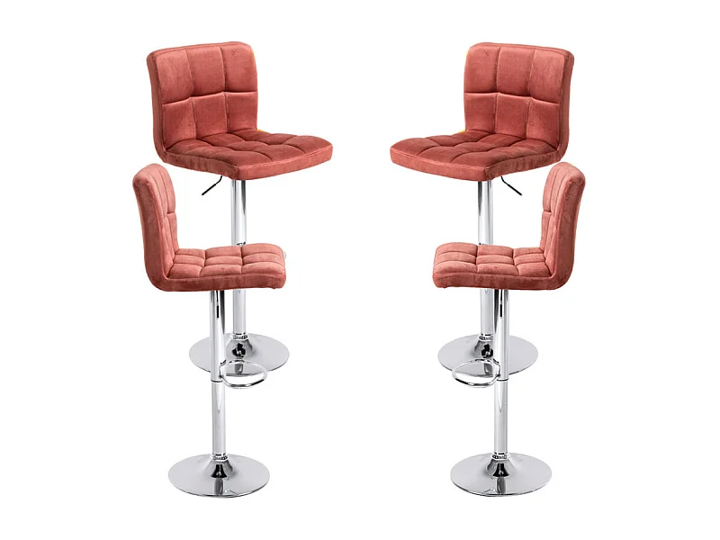 Lote de 4 Taburetes Casper Terciopelo - Rosa