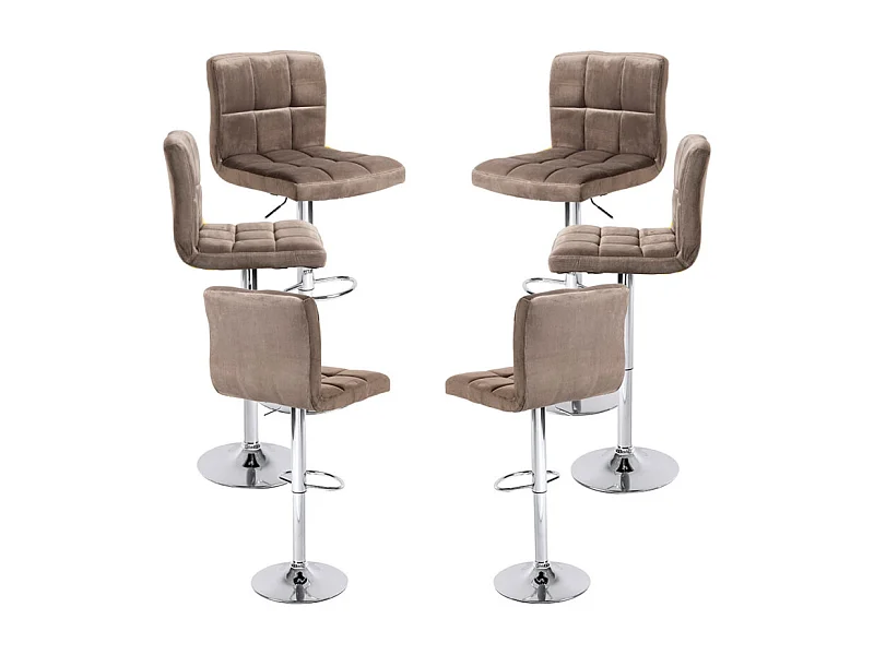 Lote de 6 Taburetes Casper Terciopelo - Gris claro