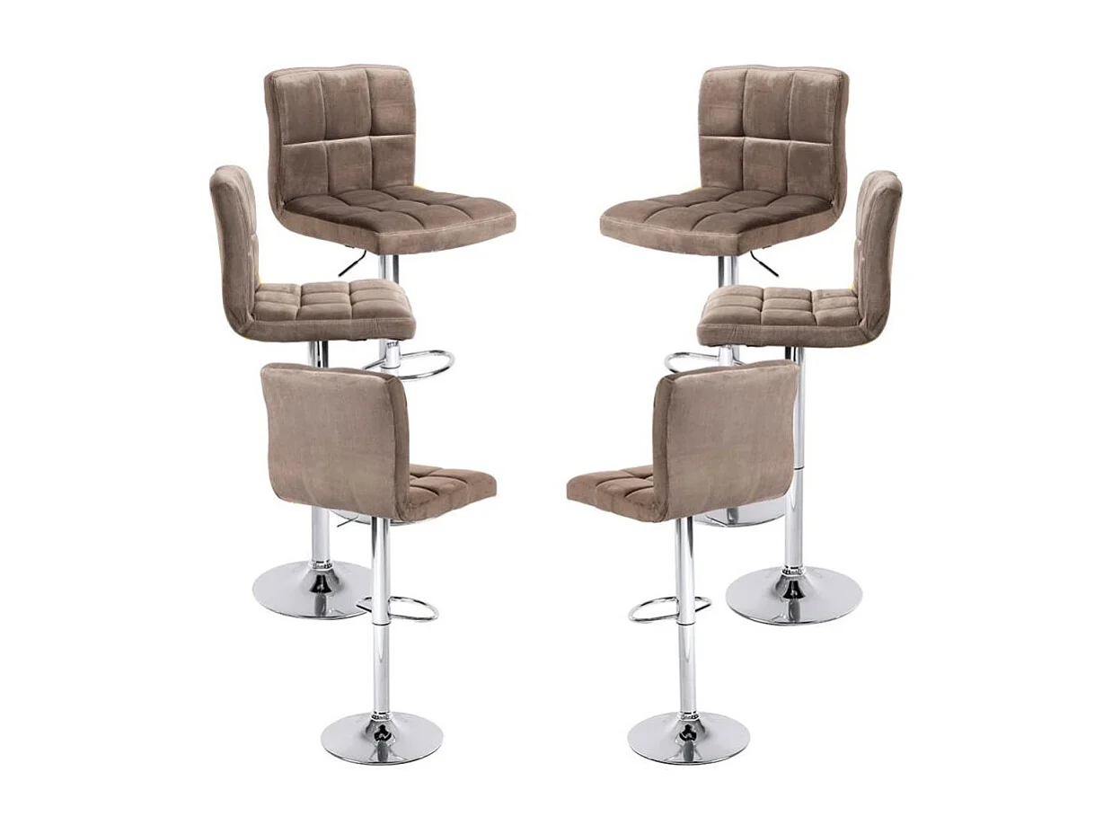 Lote de 6 Taburetes Casper Terciopelo - Gris claro