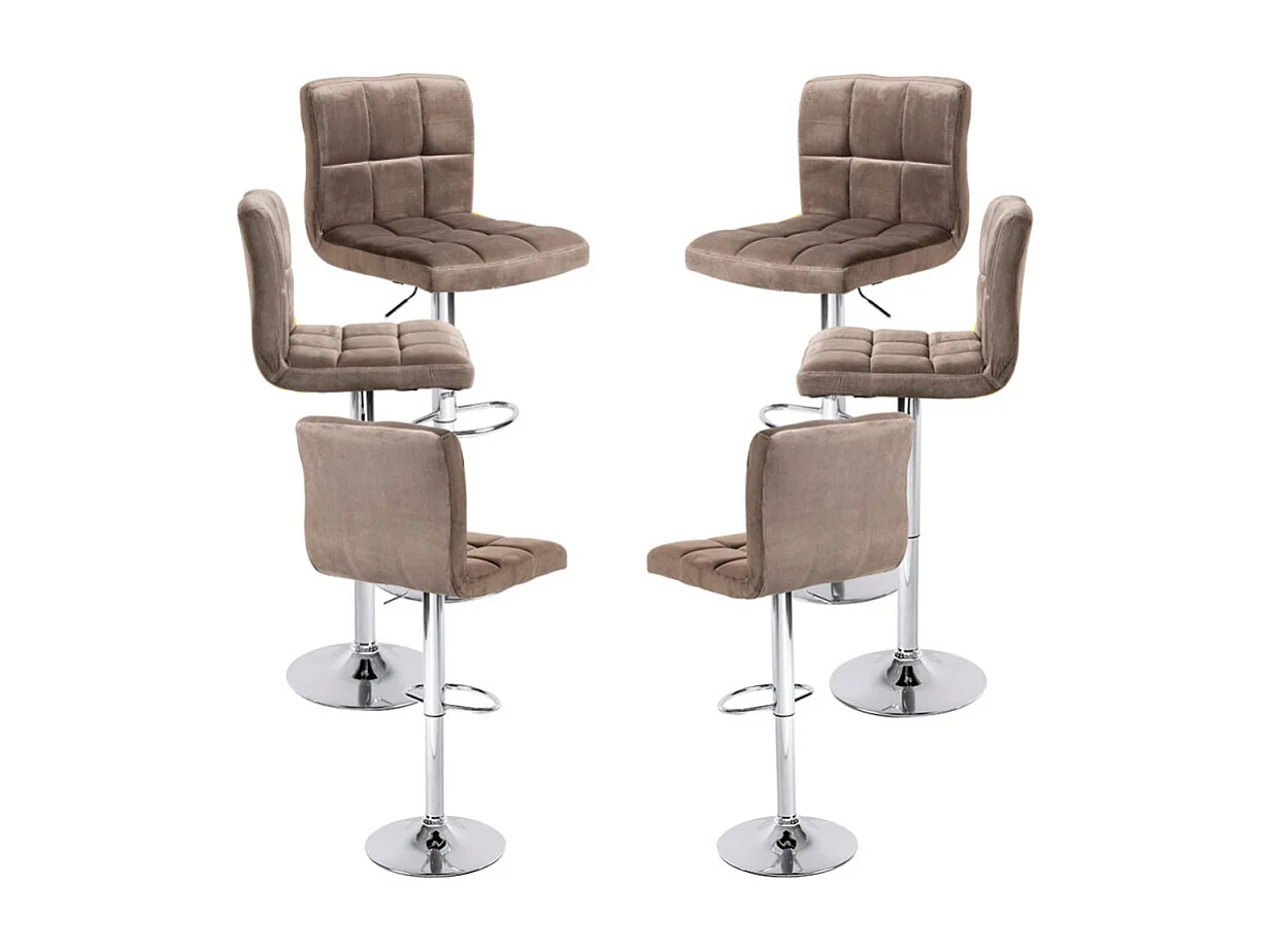 Lote de 6 Taburetes Casper Terciopelo - Gris claro