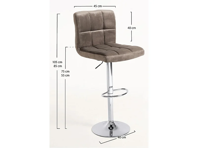 Lote de 6 Taburetes Casper Terciopelo - Gris claro