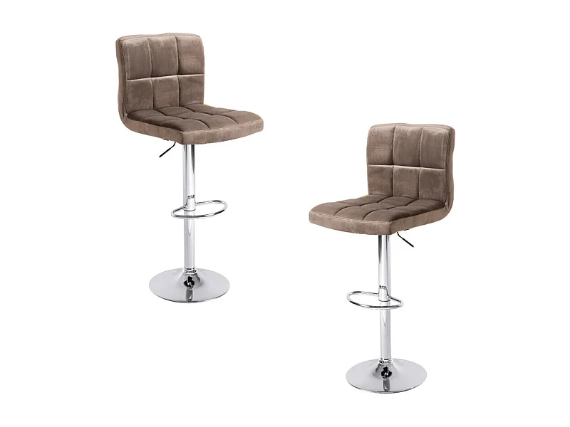 Lote de 2 Taburetes Casper Terciopelo - Gris claro
