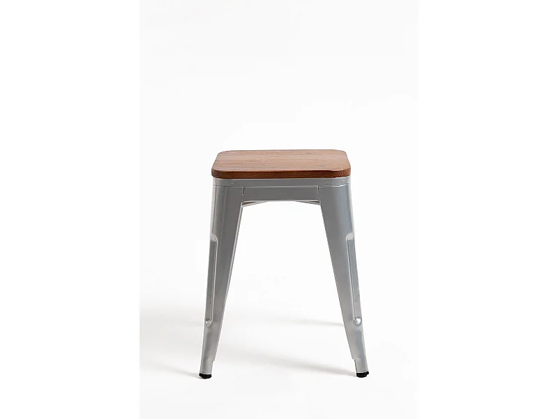 Packs Taburetes Pequeños - Pack 6 Taburetes Torix Pequeños Madera Natural - Gris metalizado
