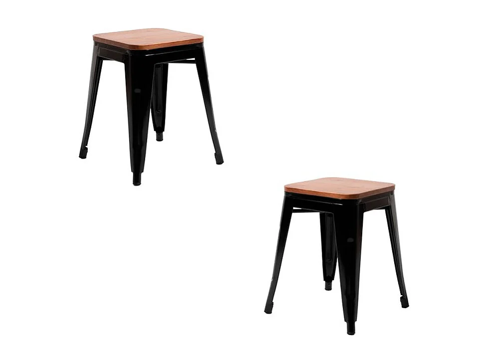 Packs Taburetes Pequeños - Pack 2 Taburetes Torix Pequeños Madera Natural - Negro